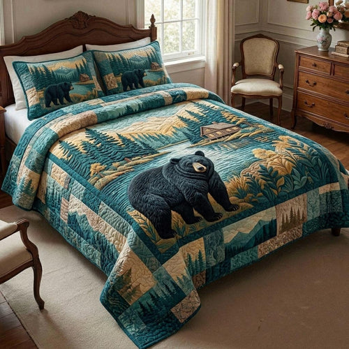 Lodge Bear 3-Piece Quilted Bedding Set GFTOMA11191