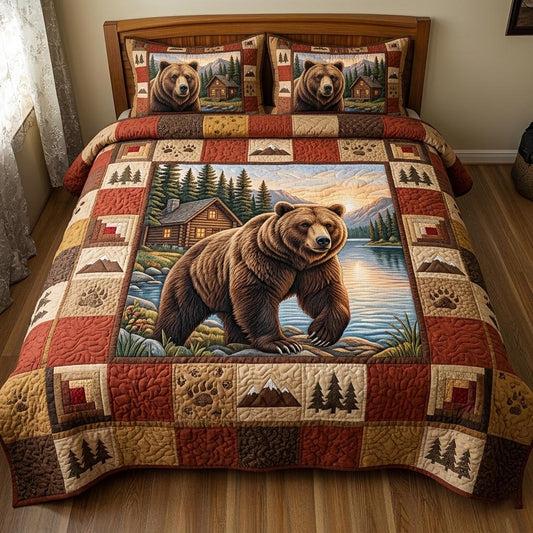 Wilderness Bear 3-Piece Quilted Bedding Set GFTOMA11193