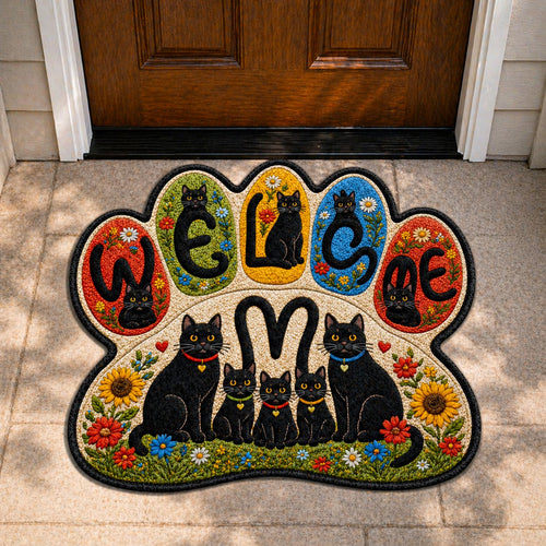 Black Cat Custom Shape Doormat GFTOMA11202
