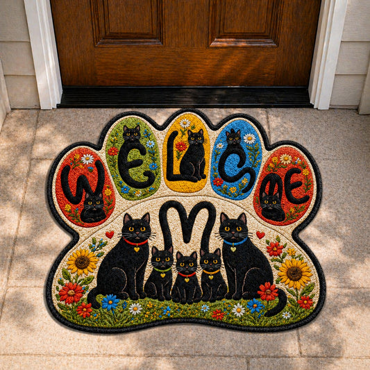 Black Cat Custom Shape Doormat GFTOMA11202