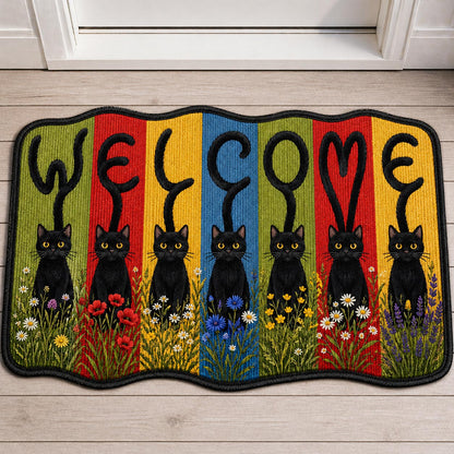 Black Cat Custom Shape Doormat GFTOMA11204