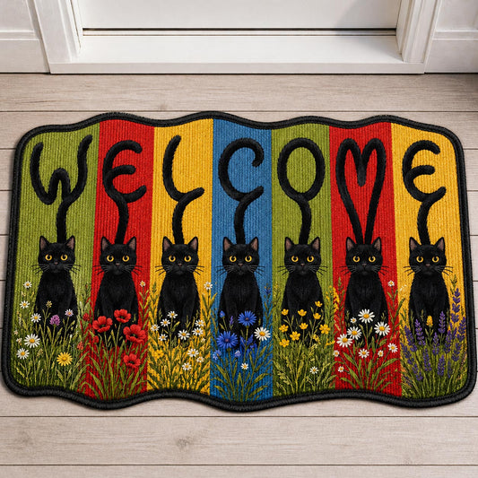 Black Cat Custom Shape Doormat GFTOMA11204