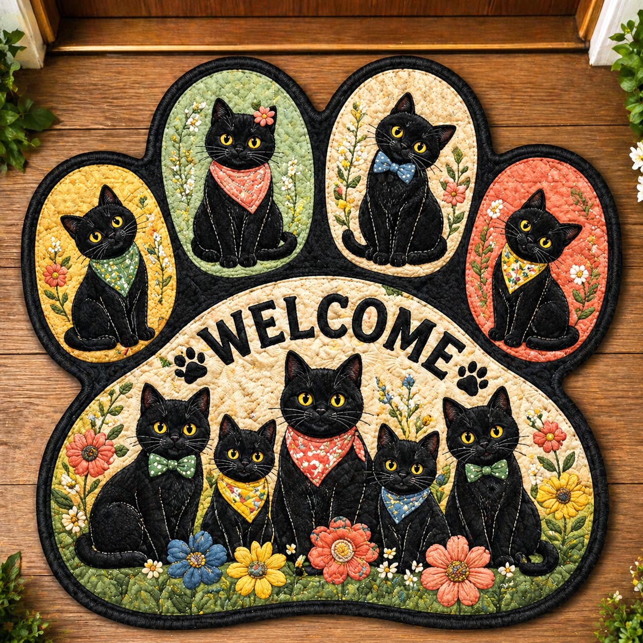 Black Cat Custom Shape Doormat GFTOMA11205