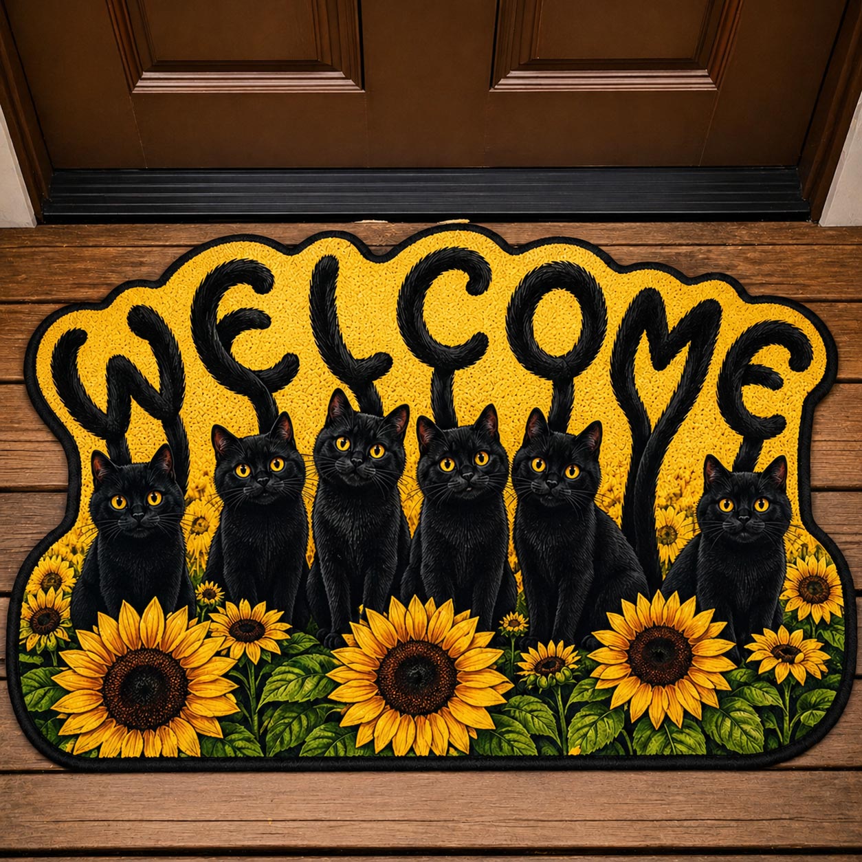 Black Cat Custom Shape Doormat GFTOMA11206