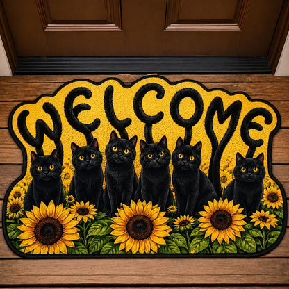 Black Cat Custom Shape Doormat GFTOMA11206
