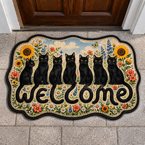Black Cat Custom Shape Doormat GFTOMA11207