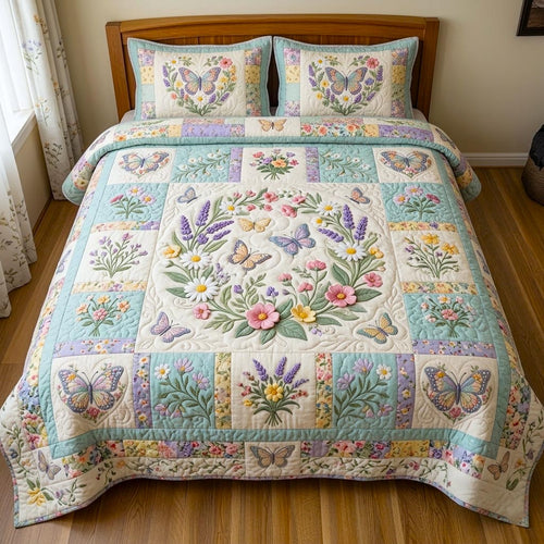 Floral Patchwork 3-Piece Quilted Bedding Set GFTOMA11222