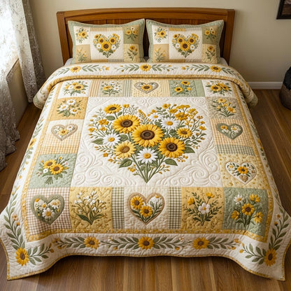 Floral Patchwork 3-Piece Quilted Bedding Set GFTOMA11223