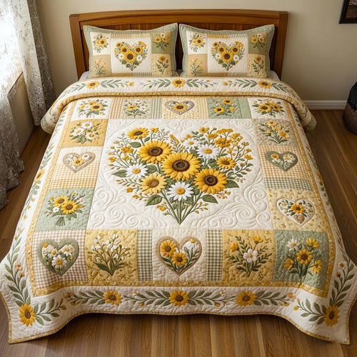 Floral Patchwork 3-Piece Quilted Bedding Set GFTOMA11223