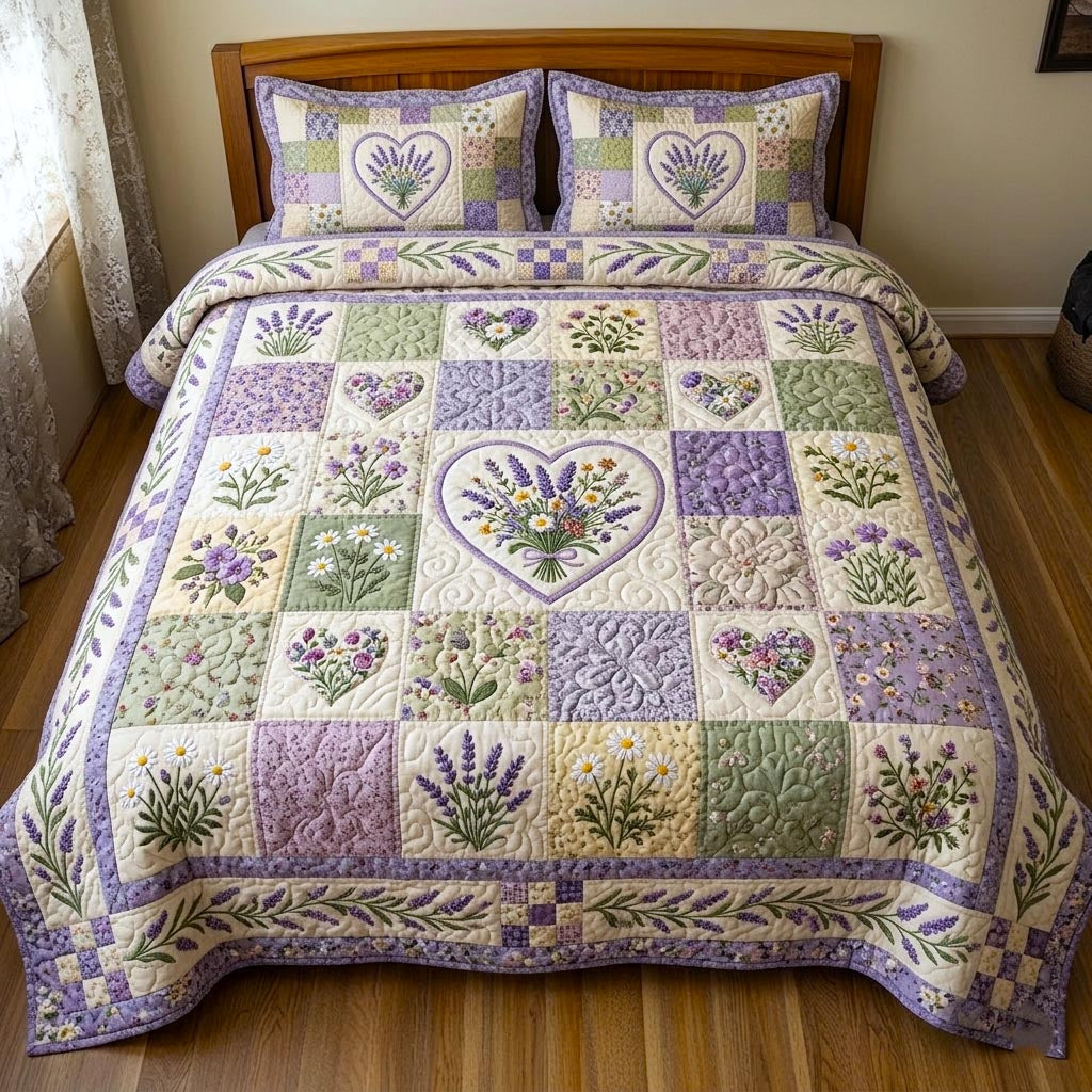 Floral Patchwork 3-Piece Quilted Bedding Set GFTOMA11224