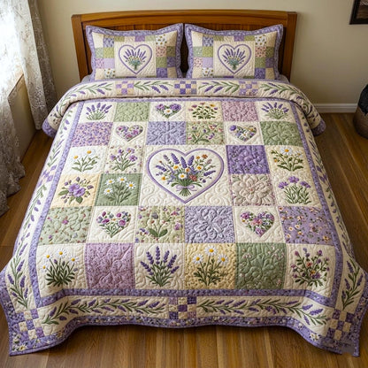 Floral Patchwork 3-Piece Quilted Bedding Set GFTOMA11224