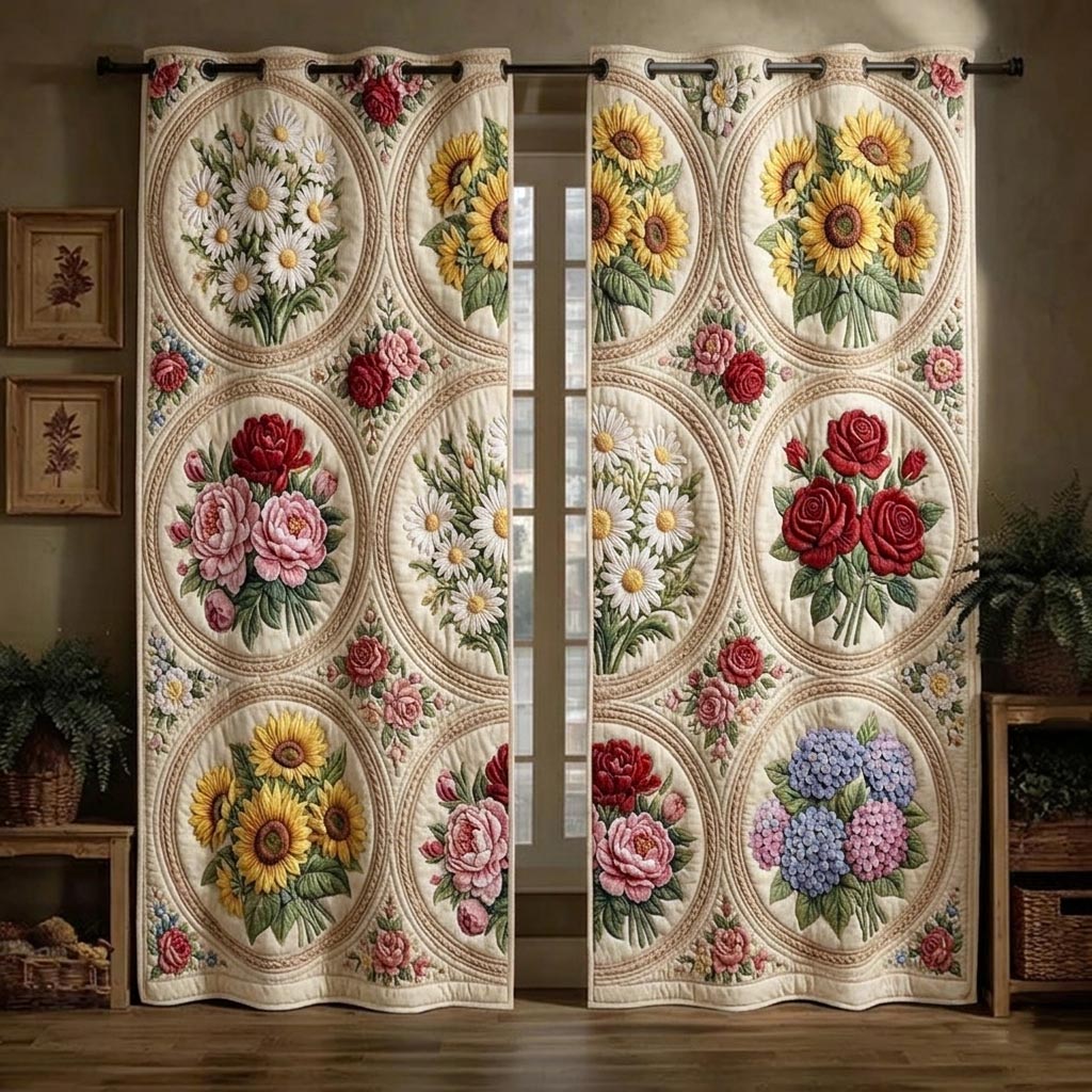 Spring Bloom Quilted Curtains GFTOMA11241C1