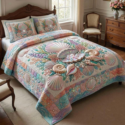 Coastal Shell 3-Piece Quilted Bedding Set GFTOMA11321