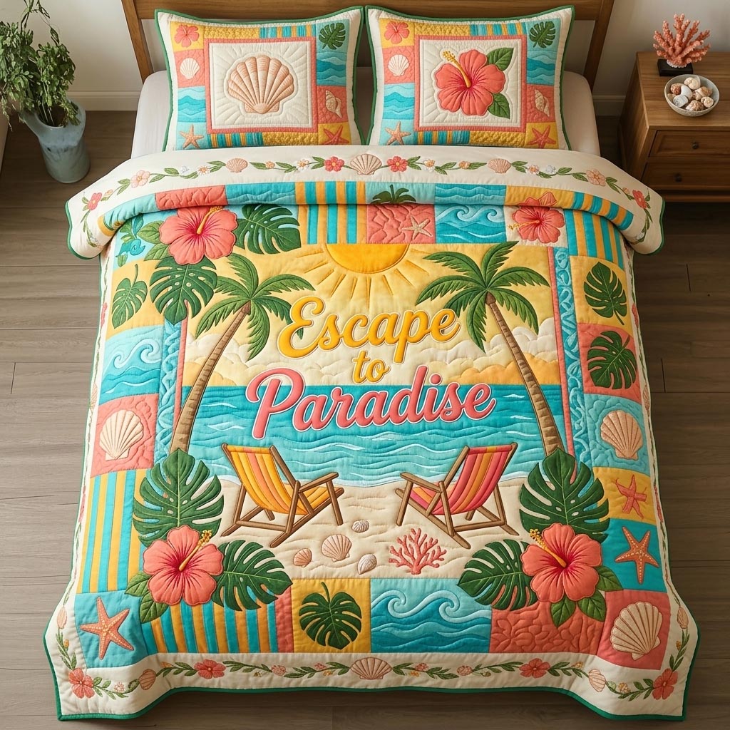 Shoreline Gems 3-Piece Quilted Bedding Set GFTOMA11360