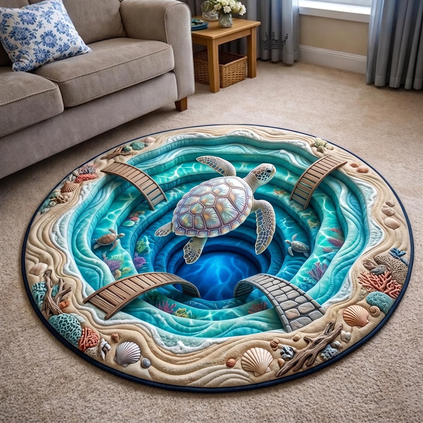 Turtle Drift Quilted Round Mat GFTOMA11391