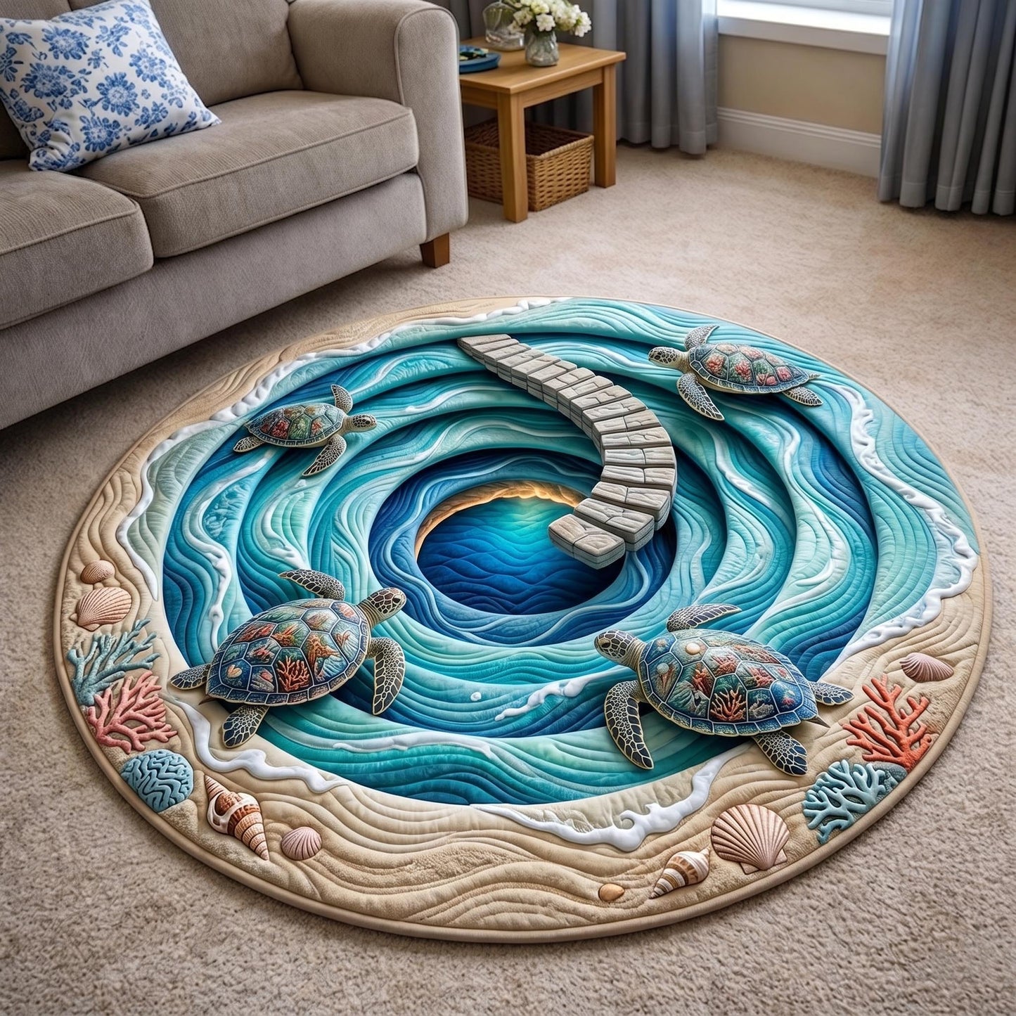 Turtle Drift Quilted Round Mat GFTOMA11394