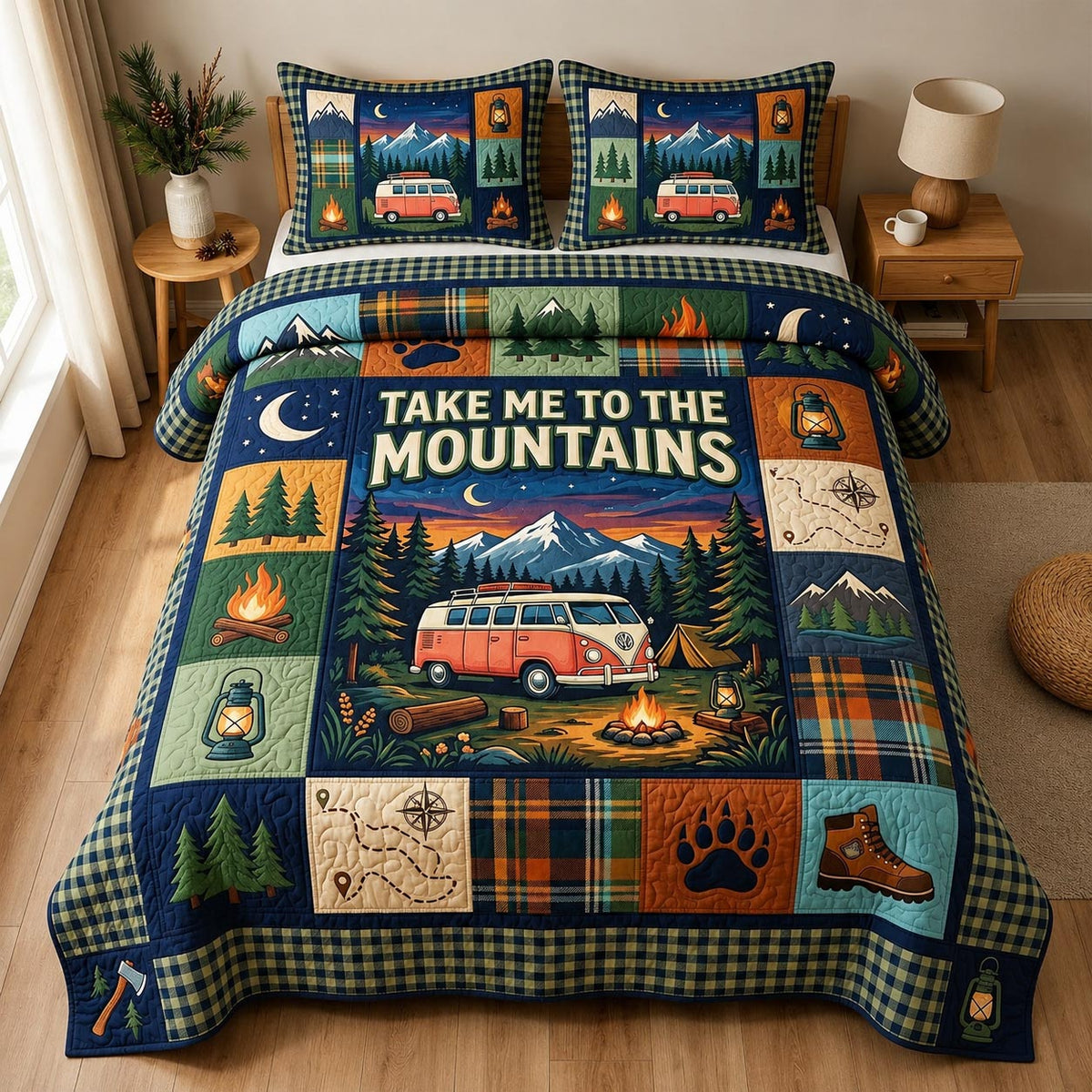 Camp Vibes 3-Piece Quilted Bedding Set GFTOMA11402