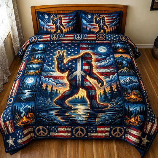 Peace Squatch 3-Piece Quilted Bedding Set GFTOMA11446