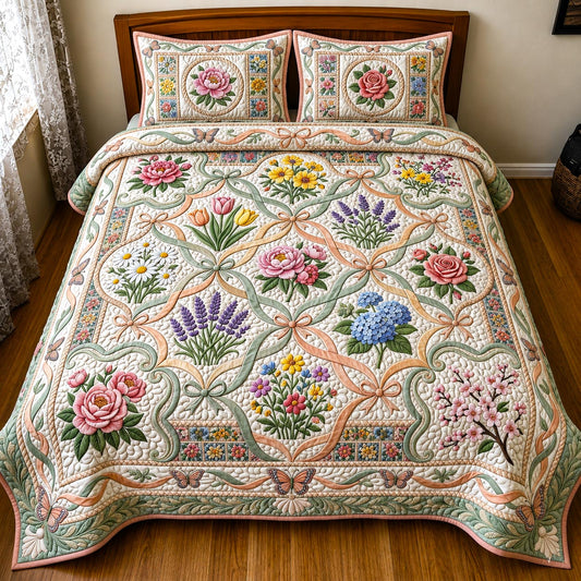 Garden Bloom 3-Piece Quilted Bedding Set GFTOMA11508