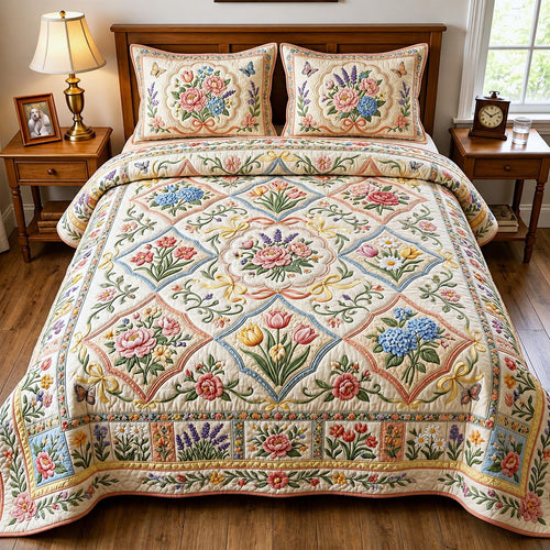 Floral Haven 3-Piece Quilted Bedding Set GFTOMA11509