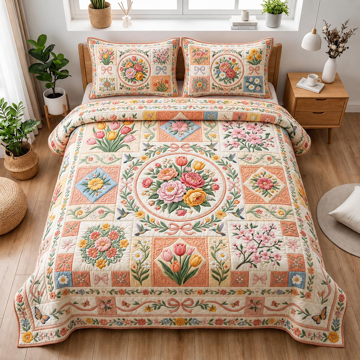 Petal Garden 3-Piece Quilted Bedding Set GFTOMA11511