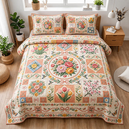 Petal Garden 3-Piece Quilted Bedding Set GFTOMA11511