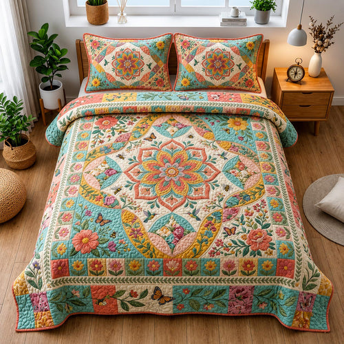 Flower Retreat 3-Piece Quilted Bedding Set GFTOMA11513