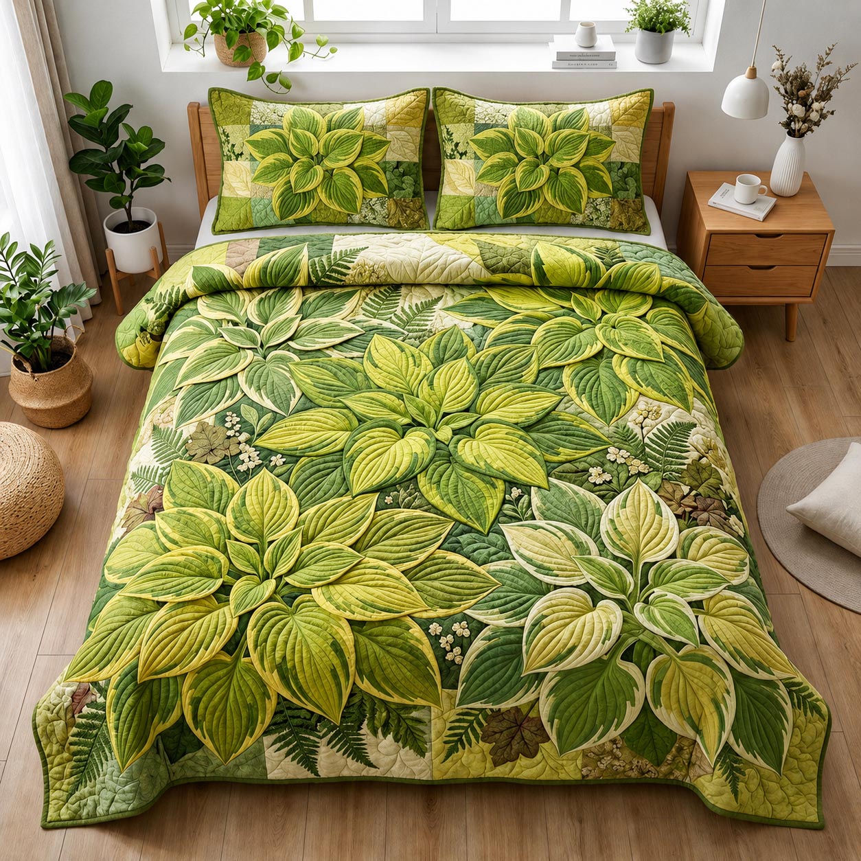 Green Serenity 3-Piece Quilted Bedding Set GFTOMA11536