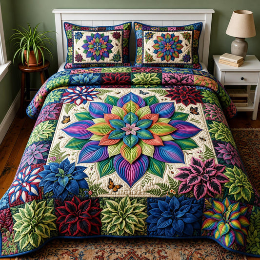 Nature Hosta 3-Piece Quilted Bedding Set GFTOMA11540