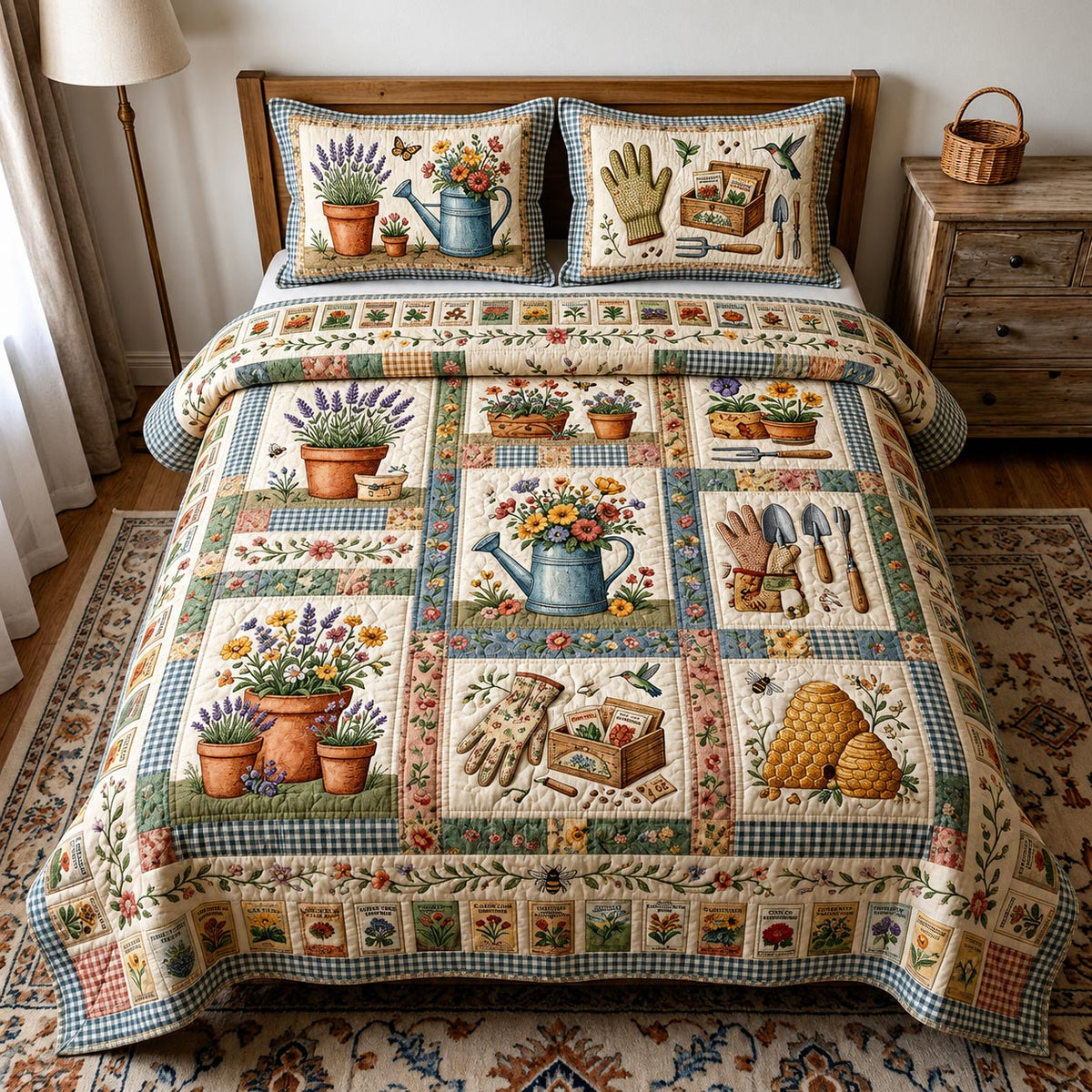 Garden Bloom 3-Piece Quilted Bedding Set GFTOMA11542