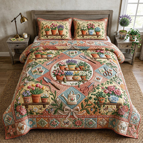 Petal Garden 3-Piece Quilted Bedding Set GFTOMA11545