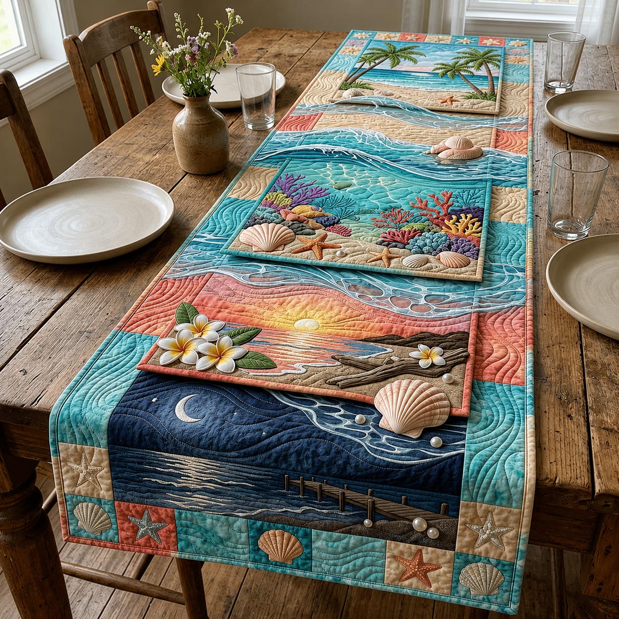 Shoreline Gems Quilted Table Runner GFTOMA11557