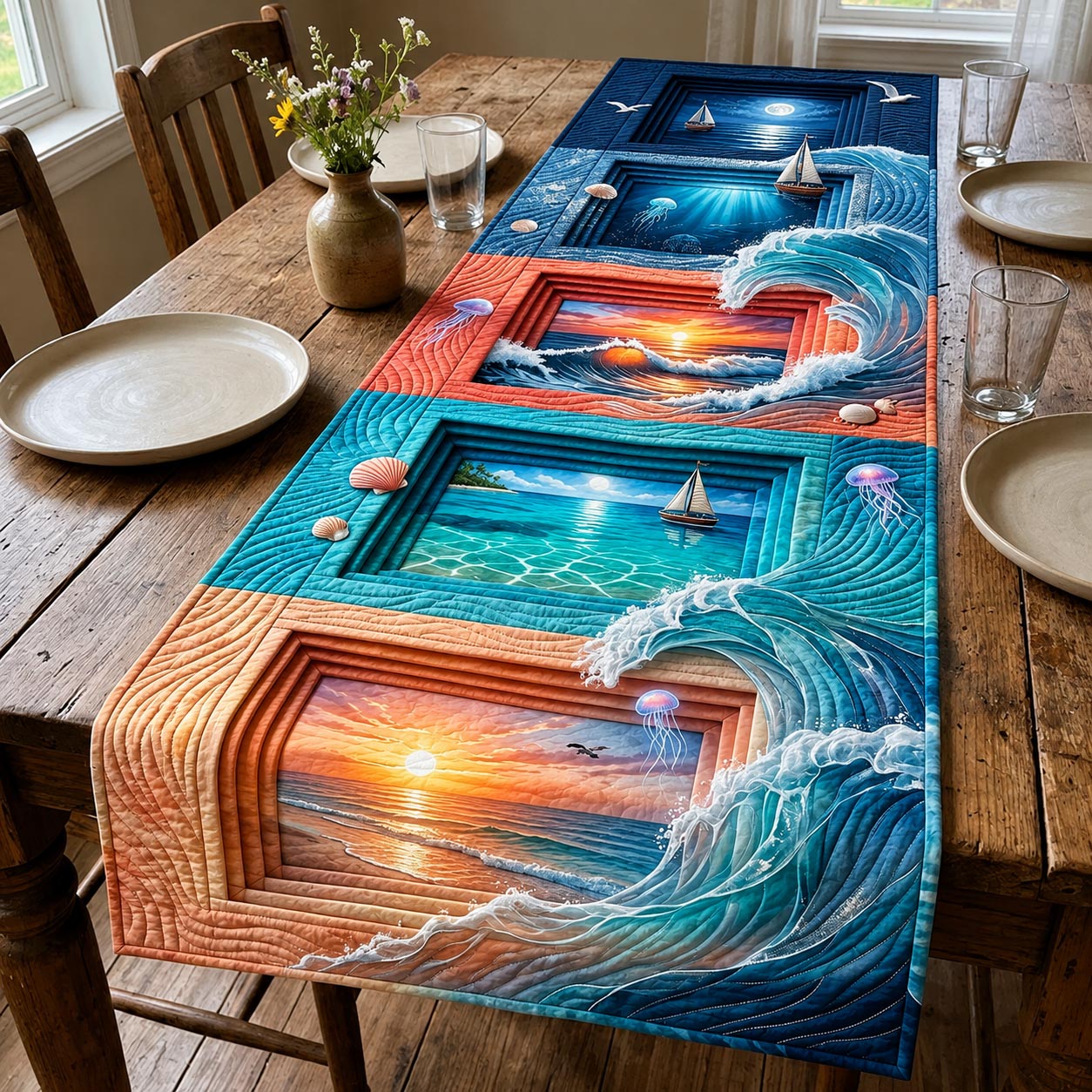 Ocean Treasures Quilted Table Runner GFTOMA11558