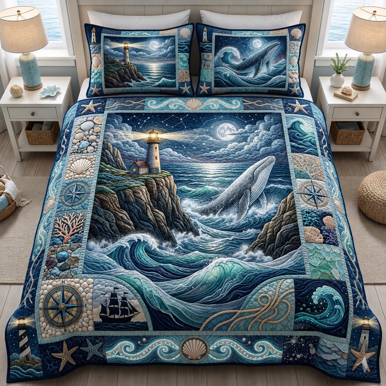 Coastal Tide 3-Piece Quilted Bedding Set GFTOMA11591
