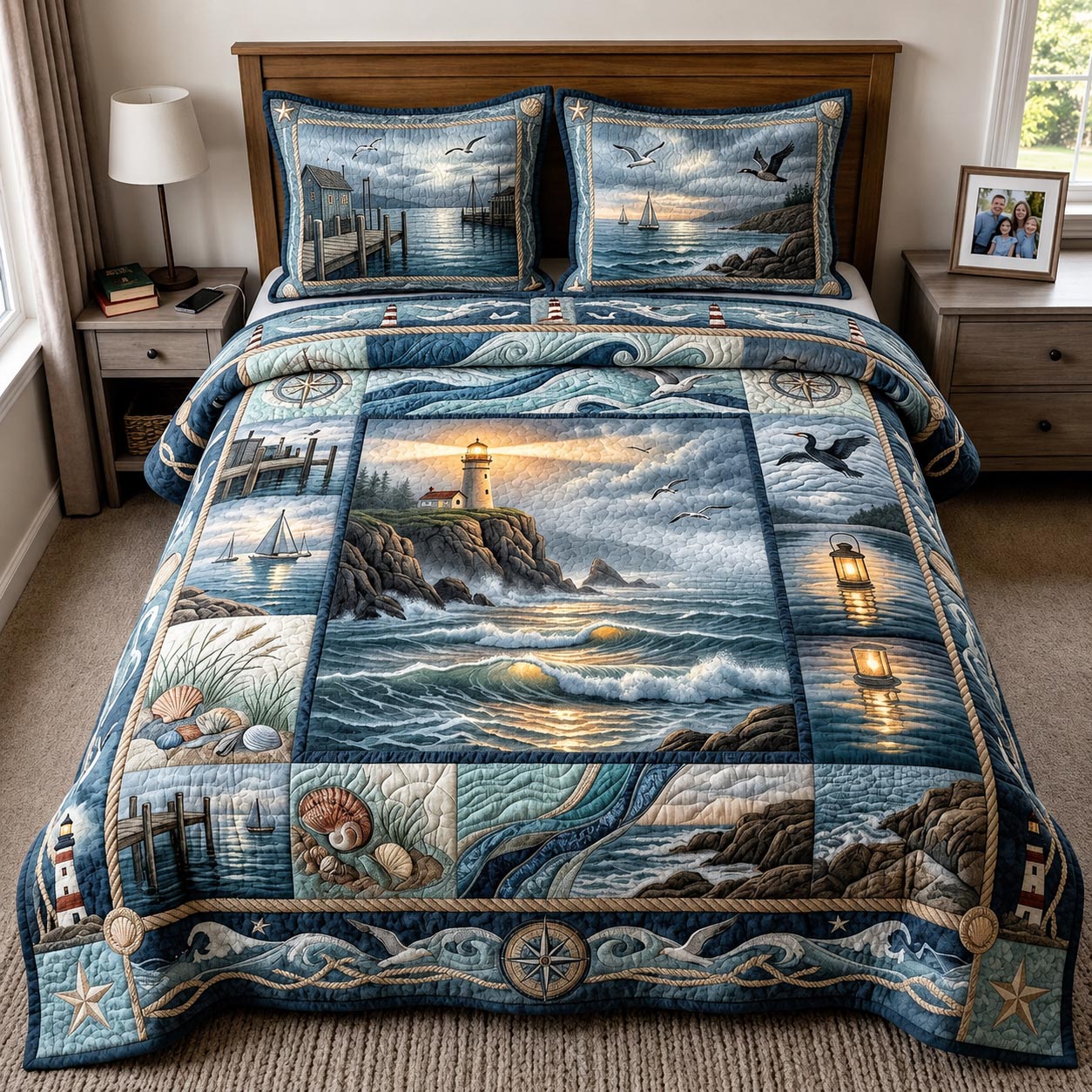 Coastal Anchor 3-Piece Quilted Bedding Set GFTOMA11597