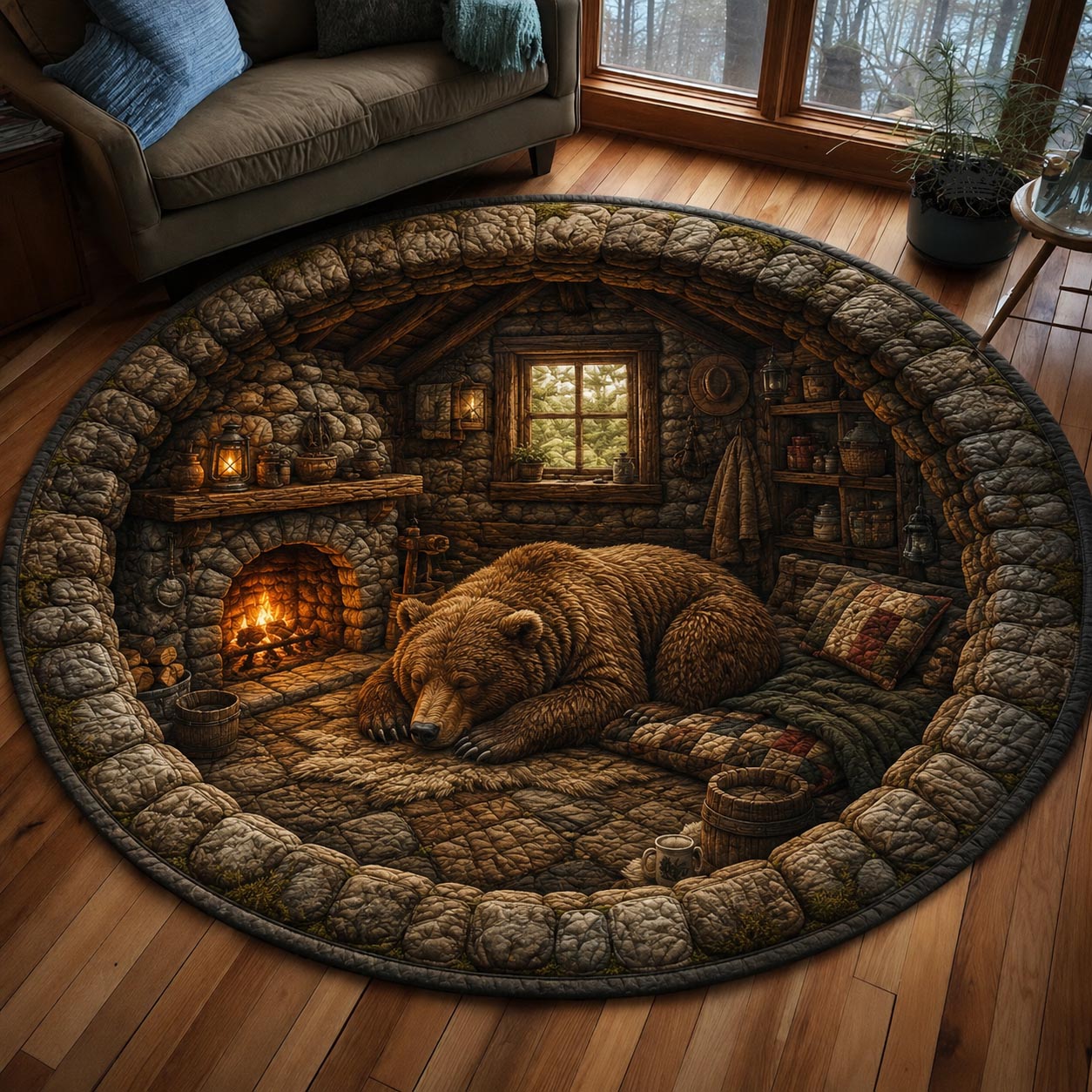 Woodland Lodge Quilted Round Mat GFTOMA11752