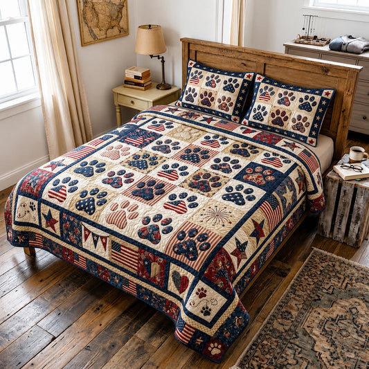 Patriot Paws 3-Piece Quilted Bedding Set GFTOMA11783