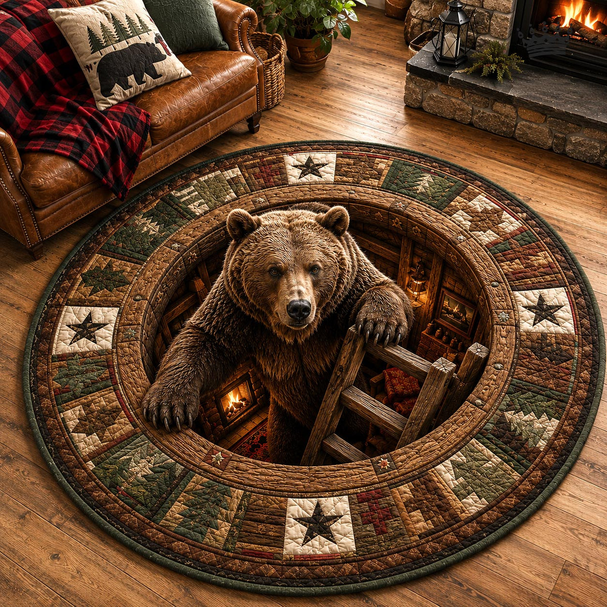 Woodland Lodge Quilted Round Mat GFTOMA11809