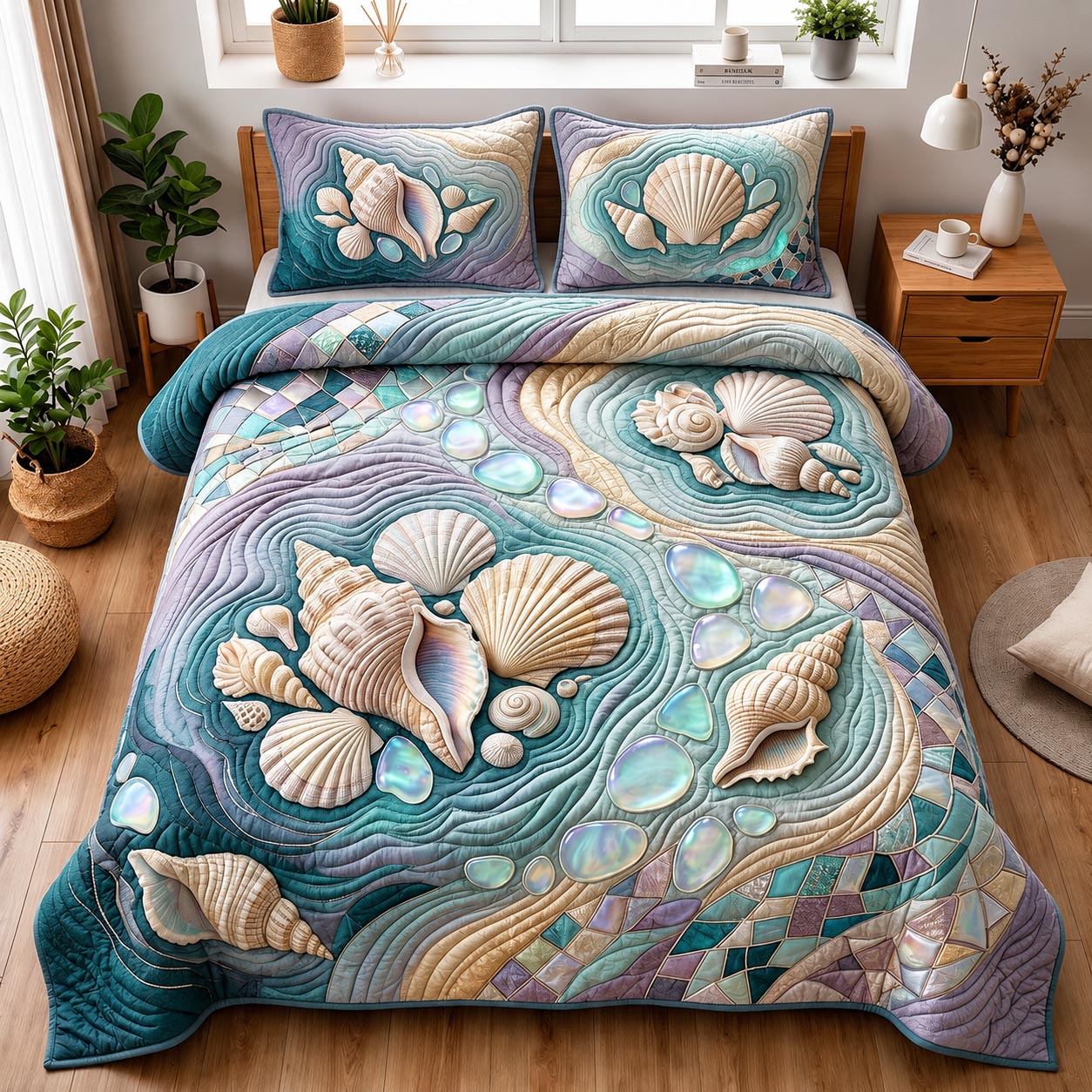 Seaside Whisper 3-Piece Quilted Bedding Set GFTOMA11884