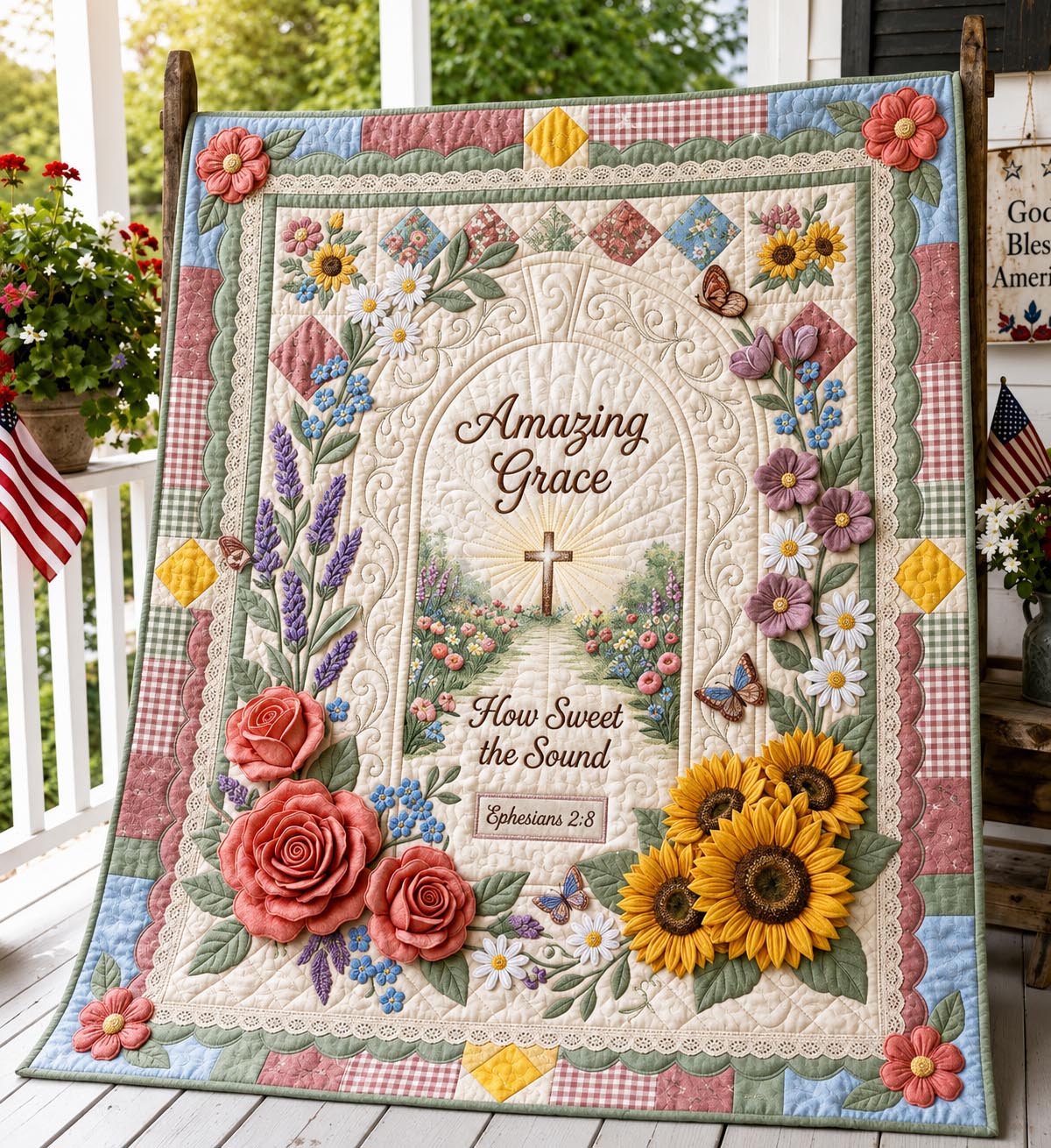 Blooming Faith Quilted Blanket GFTOMA11954