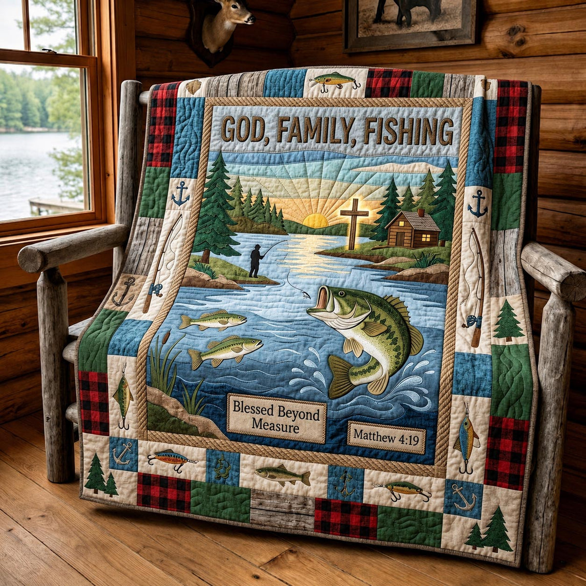 Blessed Fishing Quilted Blanket GFTOMA11981