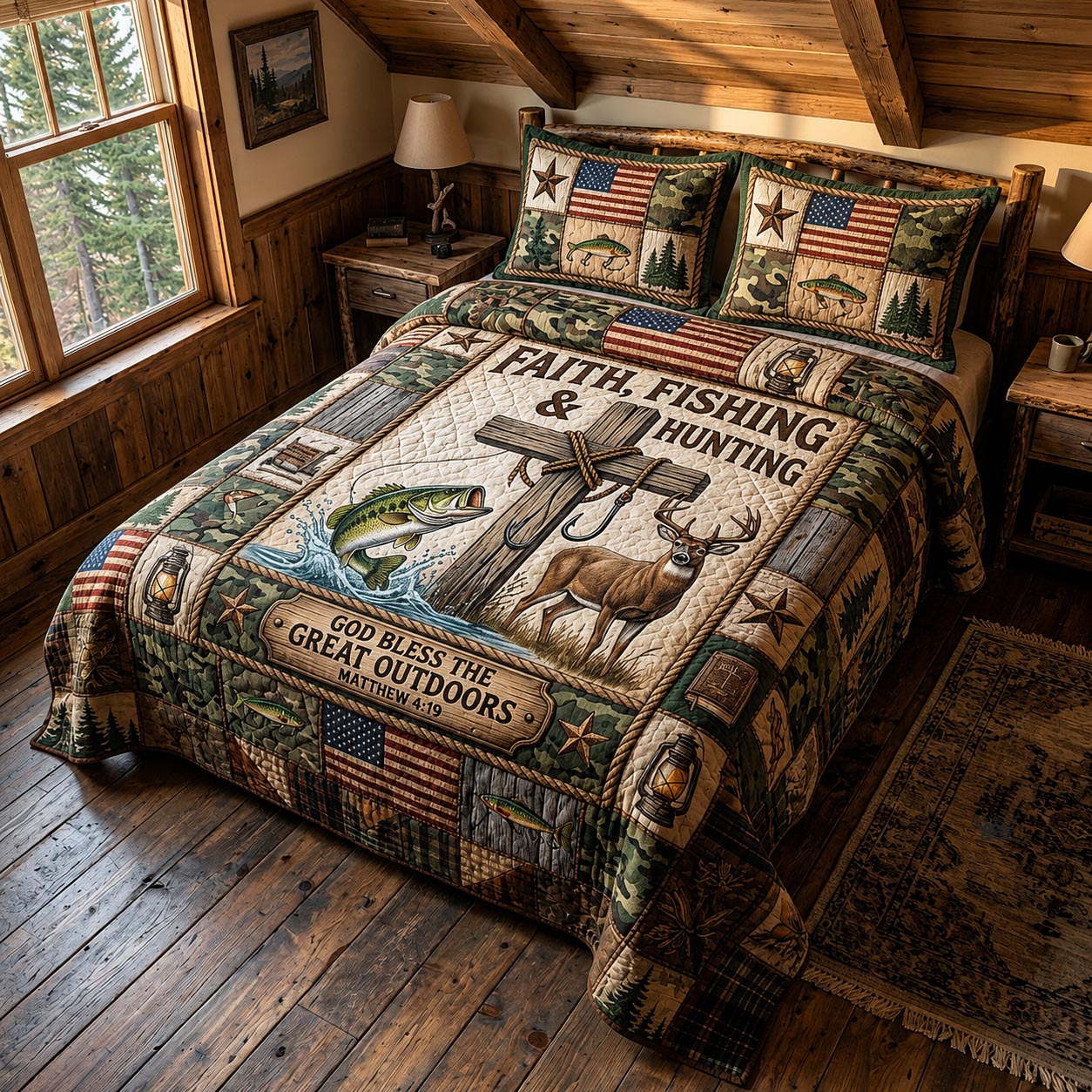 Faith Outdoors 3-Piece Quilted Bedding Set GFTOMA11984