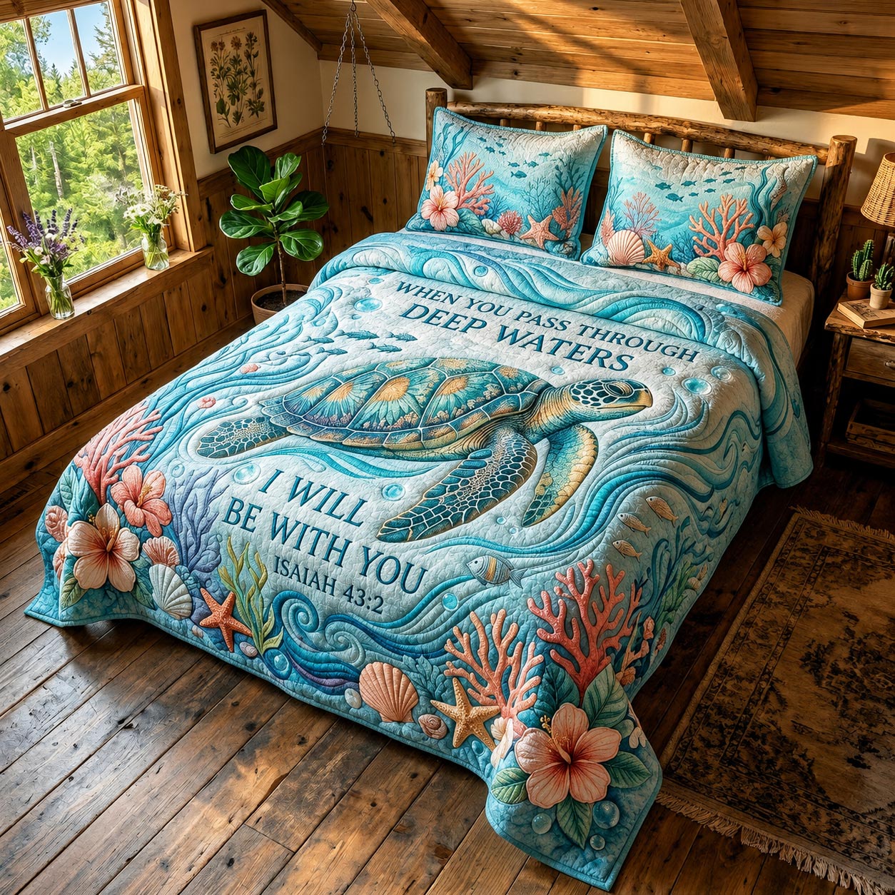Faith Waves 3-Piece Quilted Bedding Set GFTOMA11992