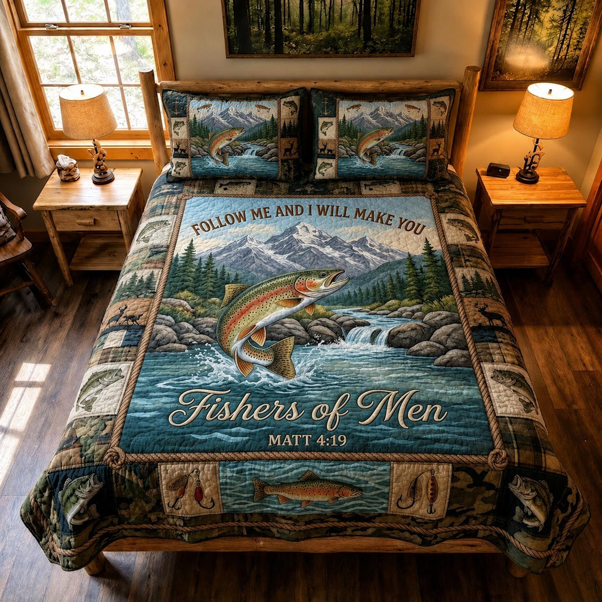 Hooked Faith 3-Piece Quilted Bedding Set GFTOMA12004