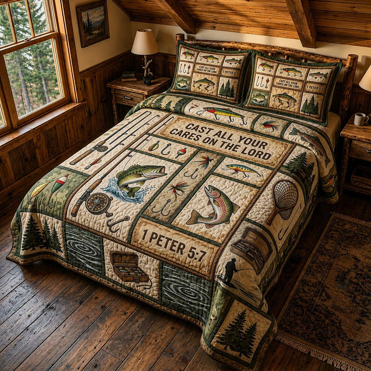 Blessed Fishing 3-Piece Quilted Bedding Set GFTOMA12005