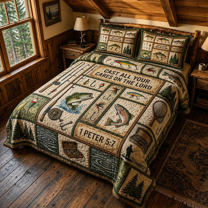 Blessed Fishing 3-Piece Quilted Bedding Set GFTOMA12005