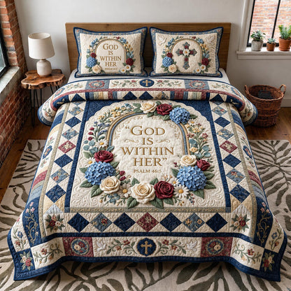 Grace Bloom 3-Piece Quilted Bedding Set GFTOMA12009