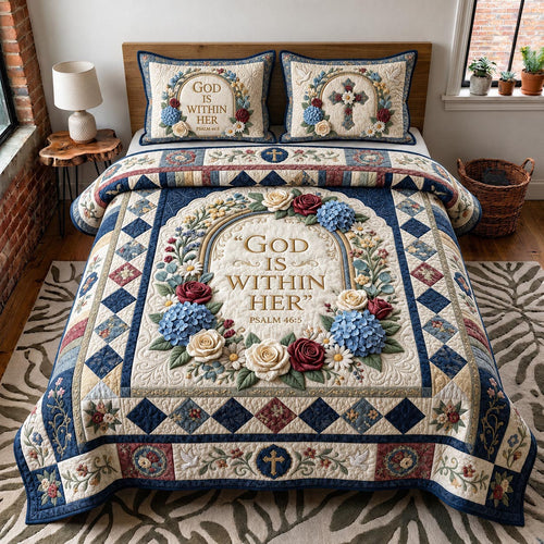 Grace Bloom 3-Piece Quilted Bedding Set GFTOMA12009