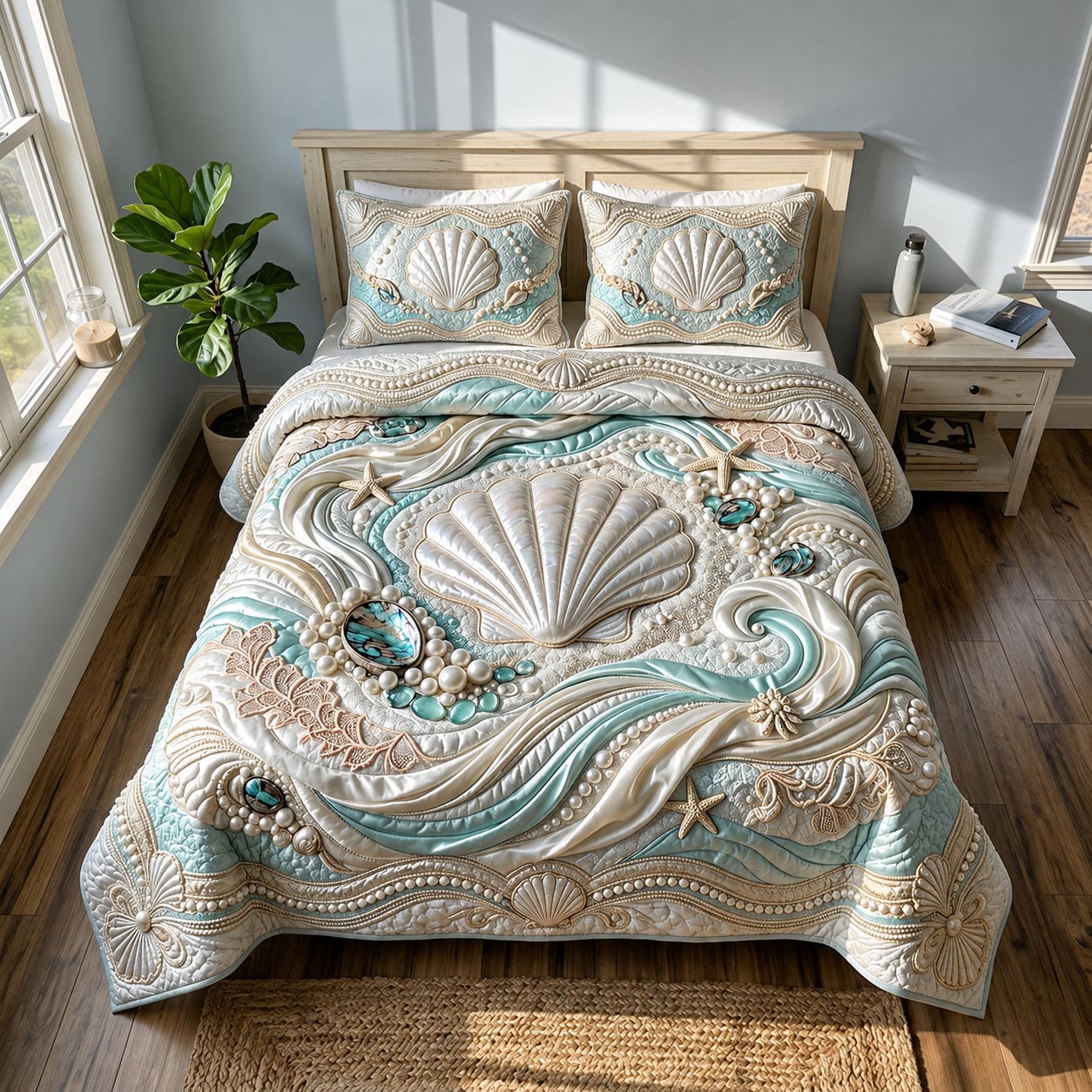 Salt Whisper 3-Piece Quilted Bedding Set GFTOMA12036