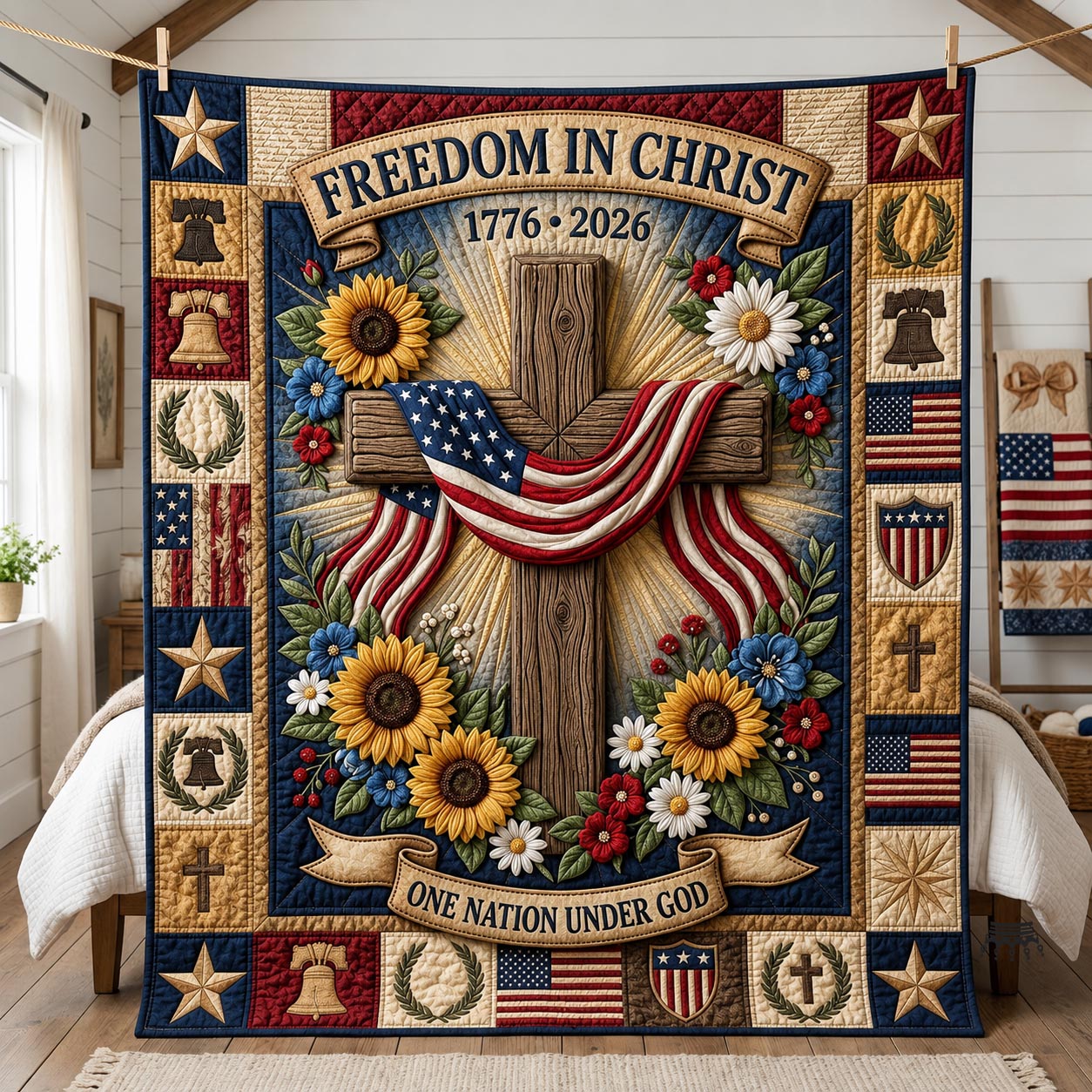Faith Freedom Quilted Blanket GFTOMA12037
